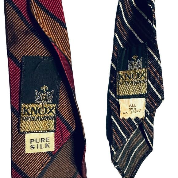 Vintage 60s Knox 5th Ave Striped Silk Ties - Picture 7 of 10